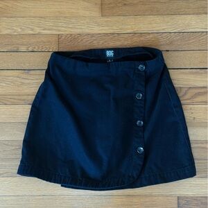BDG Black Denim Asymmetrical Button Mini Skirt
